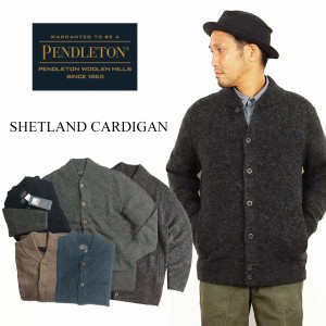 ペンドルトン PENDLETON ウールセーター シェットランドカーディガン (メンズ S-XL ボタンフロント リブネック）