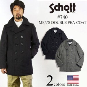 ショット SCHOTT 740 メンズ ウール ダブル ピーコート (アメリカ製 米国製 防寒 PEA-COAT Pコート 男性）正規取扱モデル