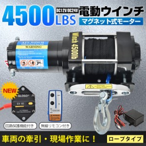 車両用電動ウインチ 12v 2500LBS(1134kg) 電動ホイスト DC12V 有線コントローラー付 電動ウィンチ 生々