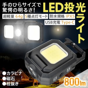 LED投光ライト 投光器 LED ライト 小型 防水 カラビナ 充電式 作業灯 ランタン ミニ COB 懐中電灯 釣り アウトドア キャンプ 登山 屋外 