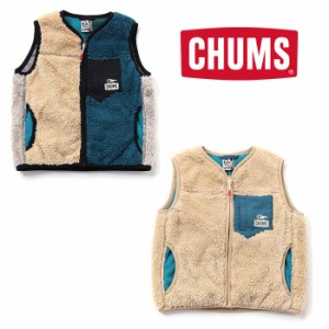 チャムス キッズボンディングフリースノーカラーベスト CH24-1050 キッズ/子供用 ベスト Kid’s Bonding Fleece No Collar Vest クリアラ