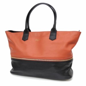 ロンシャン LONGCHAMP トートバッグ バイカラー オレンジ×黒 レザー 【中古】(60558)