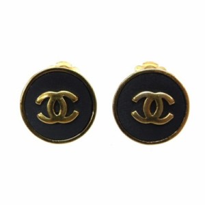 CHANEL イヤリング ココマーク 黒×ゴールド 【中古】(61977)