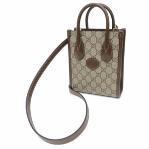 GUCCI ショルダーバッグ インターロッキングG付 ミニトートバッグ 2WAY 671623 ブラウン 【中古】(62400)