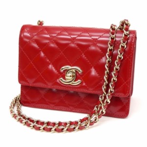 CHANEL ﾐﾆﾏﾄﾗｯｾ ﾁｪｰﾝｼｮﾙﾀﾞｰﾊﾞｯｸﾞ ｴﾅﾒﾙ ﾎﾟｼｪｯﾄ 赤 【中古】(62857)