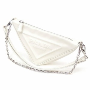 PRADA トライアングル チェーンショルダー 白 レザー 【中古】(63443)