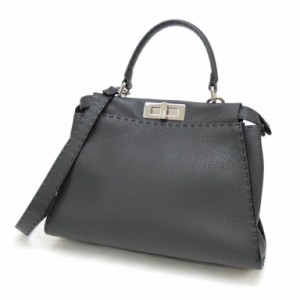 FENDI ピーカブー セレリア ミディアム 2WAY 8BN290Q0JF0N9A グレー レザー 【中古】(63719)