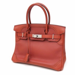 HERMES ハンドバッグ バーキン ギリーズ 30 □R刻印 SV金具 サンギーヌ 【中古】(64202)