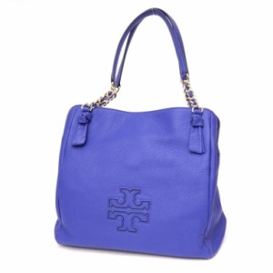 トリーバーチ TORY BURCH ブリテン チェーントートバッグ ブルー レザー 【中古】(64841)