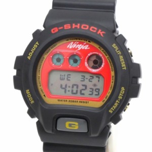 カシオ CASIO メンズウォッチ 腕時計 G-SHOCK Ninja Kawasaki 25周年記念 コラボ DW-6900FS 赤盤×黒ベルト 【中古】(64917)