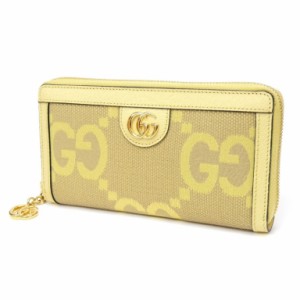 グッチ GUCCI 長財布 ラウンドファスナー ジャンボGG ジップアラウンド ウォレット イエロー キャンバス×レザー(64981)