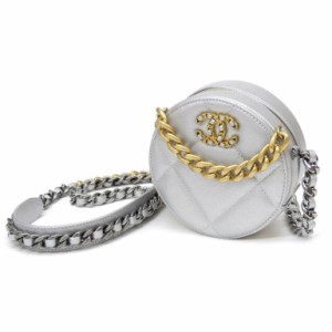 シャネル CHANEL チェーンショルダーバッグ ラウンドクラッチ19 ココマーク シルバー 【中古】(65001)