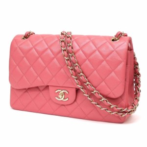 シャネル CHANEL デカマトラッセ30 Wフラップ チェーンショルダーバッグ ピンク キャビアスキン 【中古】(65073)