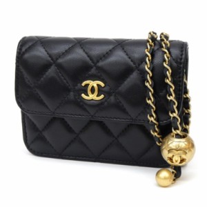 シャネル CHANEL チェーンショルダーバッグ マトラッセ  黒 レザー 【中古】(65209)