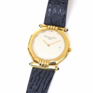 クリスチャン・ディオール Christian Dior クオーツ 腕時計 革ベルト D63151 白盤 【中古】(65243)