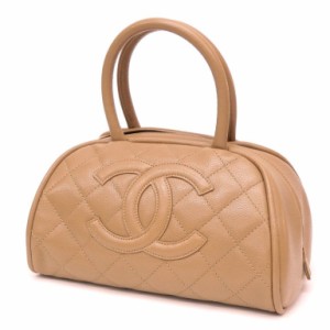 シャネル CHANEL ボストンミニ ハンドバッグ ベージュ キャビアスキン 【中古】(65370)