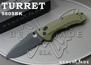 ●● ベンチメイド 980SBK タレット ブラック直波コンビ刃 ,折り畳みナイフ ,BENCHMADE Turret【日本正規品】