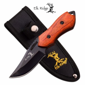 エルクリッジ ER562WD クリップポイント シースナイフ ステンレス鋼/パッカウッド ハンドル Elk Ridge Fixed Knife