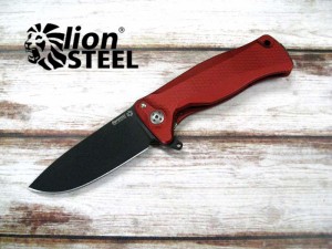 ●● ライオンスチール SR11A-RB  EDC 折り畳みナイフ スレイプナー鋼/レッドアルミニウム ハンドル,lionSTEEL knife