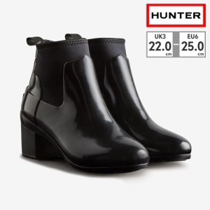 ハンター レインシューズ レディース WFP1012NRG リファインド グロス ミッド ヒール ブーツ 送料無料 REFINED GLOSS MID HEEL BOOT BLK