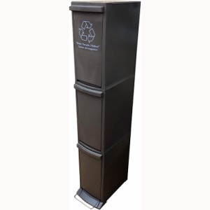 AZUMAYA ダストボックス3D ゴミ箱 ブラウン 3段 SGS-933BR