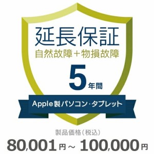 Apple製パソコン・タブレット物損故障付き保証【5年に延長】80,001円〜100,000円