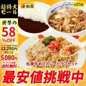 【メーカー希望小売価格12250円→5080円】【プレミアム特典送料無料】【松屋】 牛めしカレーピラフセット 計25袋