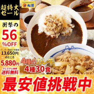 【プレミアム特典送料無料】 松屋人気のカレーと牛めしのカレ牛4種30食セット 時短 手軽 お取り寄せ グルメ おつまみ 受験 単身赴任冷凍