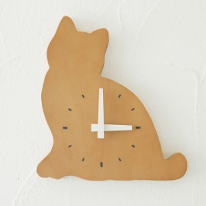 壁掛け時計 壁時計 木製 おしゃれ 静音 かわいい 猫型 猫雑貨 ウォールクロック ねこ 日本製 時計 BREAブレア