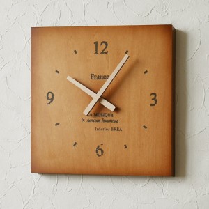 壁掛け時計 壁時計 木製 おしゃれ 静音 ウォールクロック 角型 L 四角 ブラウン ナチュラルインテリア 日本製 時計 BREAブレア