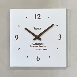 壁掛け時計 壁時計 木製 おしゃれ 静音 ウォールクロック 角型 L ホワイト ナチュラルインテリア 日本製 時計 BREAブレア