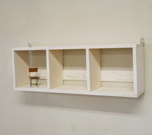木製 壁掛け 3マス 飾り棚 ボックス 横型 ホワイト /おしゃれ シンプル シェルフ /BREA