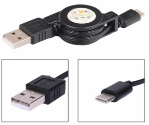 【メール便対応】Type-C USB 充電ケーブル  TypeC コネクタ 巻き取り式 /リール式 USB-C ケーブル  ポイント消化