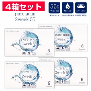 4箱セット ピュアアクア ツーウィーク 55 UV Moist 1箱6枚 2週間交換 pureaqua 2week ZERU コンタクトレンズ UV加工 UVcut モイスト 2ウ