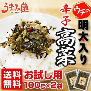 明太辛子高菜 100g×2袋 漬物 明太子×九州高菜 博多 福岡 土産 ご飯のお供 送料無料 お試し ポイント消化 1000円ぽっきり 食品 グルメ 