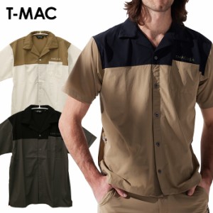 T-MAC ティーマック ゴルフ バイカラー開襟 半袖シャツ メンズ 2024春夏 ゴルフウェア 7414125105