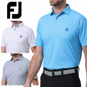 フットジョイ ツイードパターンプリント半袖シャツ メンズ 2024春夏 ゴルフウェア FJ-S24-S19
