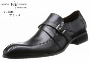 via cammino VC1506 madras [ヴィア カミーノ] ロングノーズ ドレス トラッド モンクストラップビジネスシューズ 本革  メンズ