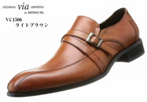 [ヴィア カミーノ] ロングノーズ ドレス トラッド モンクストラップビジネスシューズ via cammino VC1506 madras 本革  メンズ