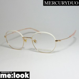 MERCURYDUO マーキュリーデュオ　レディース  ラウンド クラシック 眼鏡 メガネ フレーム MDF6040-4 サイズ49 度付可 ホワイト　ゴールド