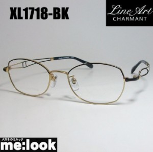Line Art ラインアート  眼鏡 メガネ フレーム  レディース 最高のかけ心地  形状記憶  XL1718-BK-50  度付可 ブラック　ゴールド