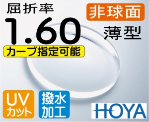 HOYA ハイカーブ薄型レンズ内面非球面1.60超撥水加工＋UVカット（2枚価格）カーブ3、4、5、6、8指定レンズ交換のみでもOK