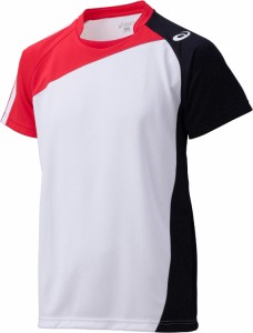 asics アシックス GAMESHIRTSHS ホワイトxVレツド XO XW1321 124 | スポーツ バレーボール メンズ レディース バレーボールウェア ウエア