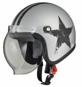 LEAD リード工業 MOUSSE ジェットヘルメット STAR SILVER  | ジェット ヘルメット ヘルメ バイク 原付 メンズ レディース クリア シール