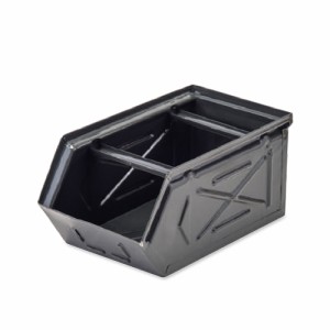スタッキングストレージBOX ブラック スチール W16 D28.5 H13.5cm | ボックス 箱 スタッキング 収納 積み重ね カラー豊富 かわいい オシ
