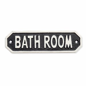 ポッシュリビング サインプレート BATH ROOM ブラック 63586 | プレート バスルーム インテリア 小物 ナチュラル かわいい シンプル オシ