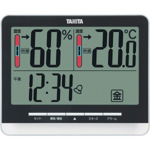 タニタ デジタル温湿度計 ブラック TT538BK | 0291064 日用品 雑貨 インテリア 日用雑貨 デジタル 温度計 湿度計 温湿度計 時計 日付表示