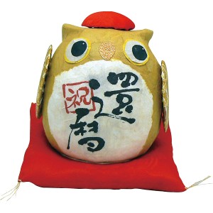 ちぎり和紙 長寿の祝いふくろう 還暦 006-482A | 24-0051-076インテリア 雑貨 小物 グッズ 置物 置き物 装飾 フクロウ 和紙 レッド 還暦