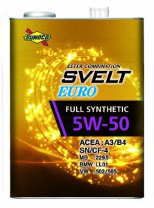 SUNOCO スノコ エンジンオイル SVELT EURO スヴェルトユーロ 5W-50 1L缶 | 5W50 1L 1リットル オイル 交換 人気 オイル缶 油 エンジン油 