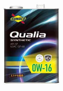 SUNOCO スノコ エンジンオイル Qualia クオリア 0W-16 4L缶 | 0W16 4L 4リットル オイル 交換 人気 オイル缶 油 エンジン油 車検 車 オイ